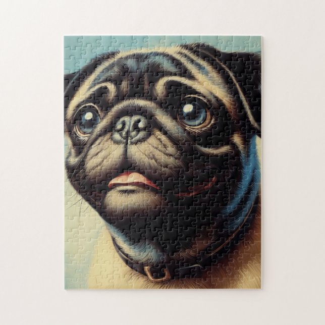 Retro Pug Painting Jigsaw Puzzle (Vertical)