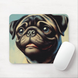 Retro Pug Painting Mouse Pad