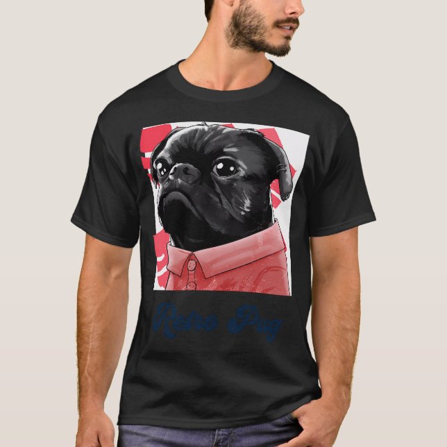 Retro Pug Retro Mop T-Shirt (Front)