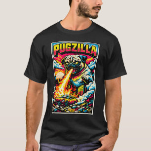 Retro Pugzilla Cute Pug Funny Youth Life from Dad T-Shirt