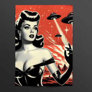Retro Pulp Ufo Woman Tissue Paper