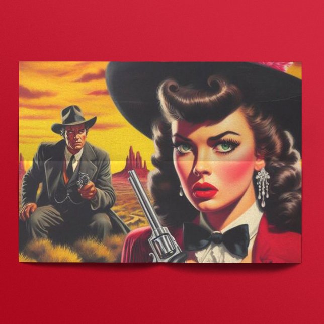 Retro Pulp Western Girl Tissue Paper (Creator Uploaded)