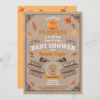 Retro pumpkin baby shower invitation vintage