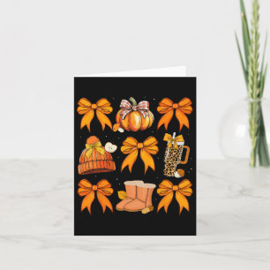 Retro Pumpkin Coquette Bow Fall Autumn Halloween G Card