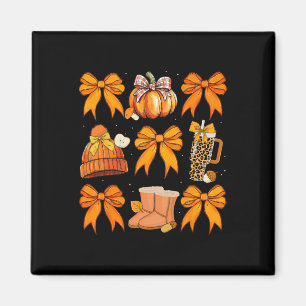 Retro Pumpkin Coquette Bow Fall Autumn Halloween G Magnet