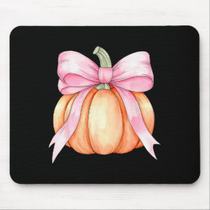 Retro Pumpkin Coquette Pink Bow Halloween Autumn F Mouse Pad