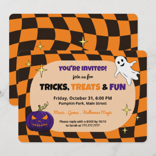 Retro Pumpkin Halloween Kids Party Invitation