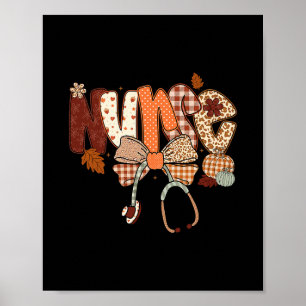 Retro Pumpkin Nurse Life Stethoscope Fall Autumn F Poster