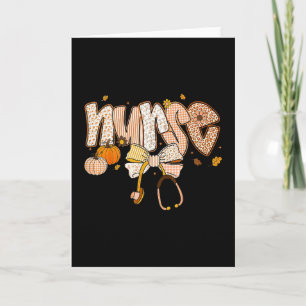 Retro Pumpkin Nurse Life Stethoscope Fall Autumn N Card