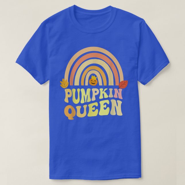 Retro PUMPKIN QUEEN Rainbow Carver Lady Fall Carvi T-Shirt (Design Front)