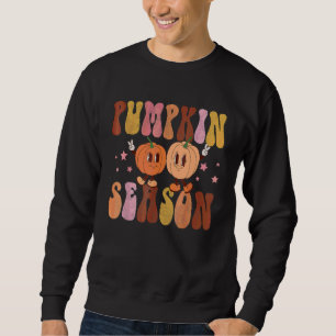Retro Pumpkin Season Boo 60s 70s Hippie Halloween  Sweatshirt