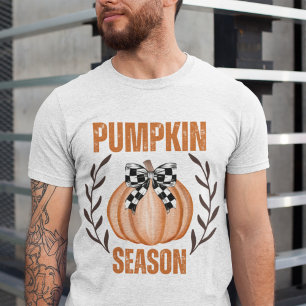 Retro Pumpkin Season Coquette Bow Fall Floral Tri-Blend Shirt
