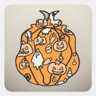 Retro Pumpkin Spooks and Halloween Treats! Square Sticker