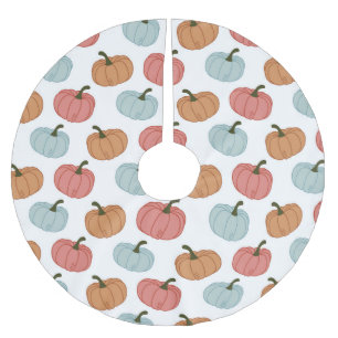 Retro Pumpkin Thanksgiving Seamless Pattern Brushed Polyester Tree Skirt