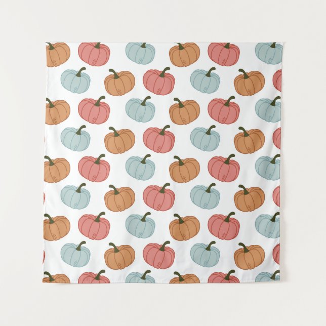 Retro Pumpkin Thanksgiving Seamless Pattern Tapestry (Front)