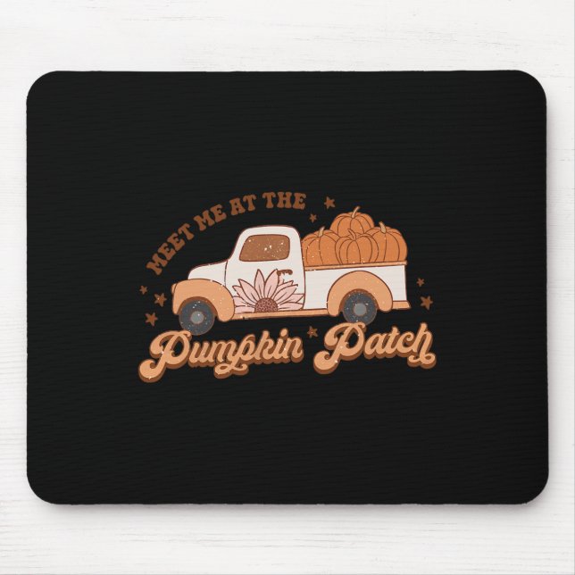 Retro Pumpkin Truck Meet Me At Pumpkin Patch Fall  Mouse Pad (Front)