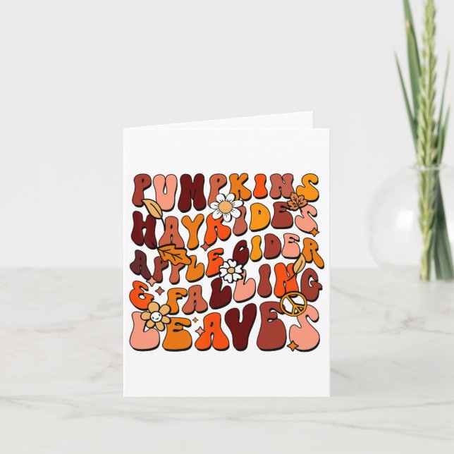 Retro Pumpkins Hayrides Apple Cider And Falling Le Card (Front)
