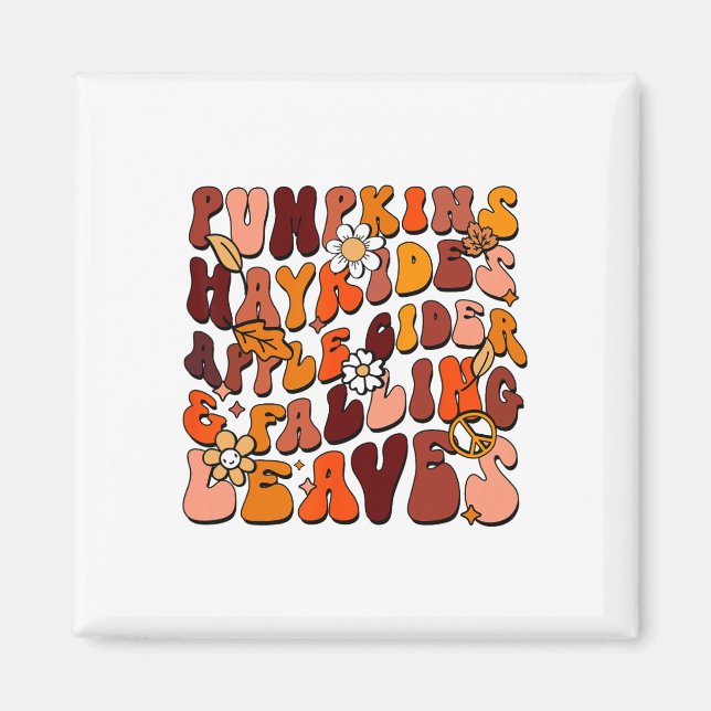 Retro Pumpkins Hayrides Apple Cider And Falling Le Magnet (Front)