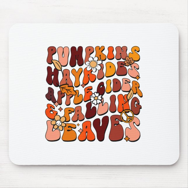 Retro Pumpkins Hayrides Apple Cider And Falling Le Mouse Pad (Front)
