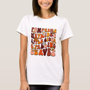 Retro Pumpkins Hayrides Apple Cider And Falling Le T-Shirt