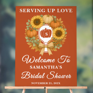 Retro Pumpkins & Pickleball Bridal Shower Welcome Acrylic Sign