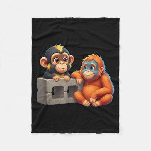 Retro Punch Baby Monkey Martial Arts Meme Graphic Fleece Blanket