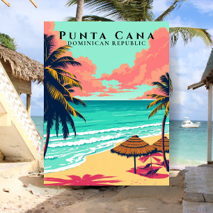 Retro Punta Cana Dominican Republic Beach Travel Postcard