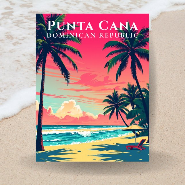 Retro Punta Cana Dominican Republic Beach Travel Postcard (Retro Punta Cana Dominican Republic Beach Travel Postcard
)