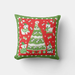 Retro Puppy Dog Christmas Cushion