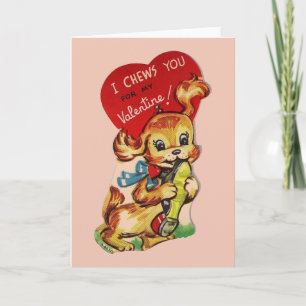 Retro Puppy Valentine Greeting Card
