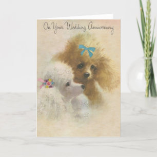 Retro Puppy Wedding Anniversary Greeting Card
