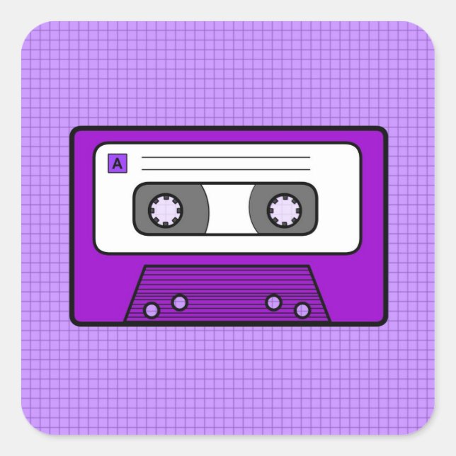 Retro Purple 80"s Mixtape Square Sticker (Front)