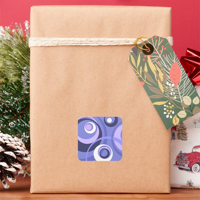 Retro Purple Abstract Art Square Sticker (Creator Uploaded)