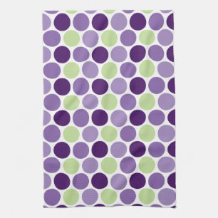Retro Purple and Green Circles Kitchen Towels