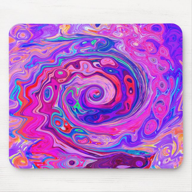 Retro Purple and Orange Abstract Groovy Swirl Mouse Pad (Front)