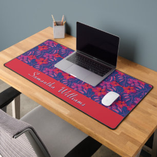 Retro Purple and Pink Florals Desk Mat