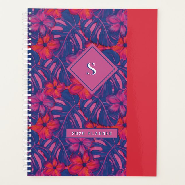 Retro Purple and Pink Florals Planner (Front)