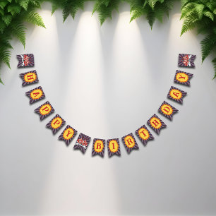 Retro Purple Big Top Cartoon Circus Bunting Banner