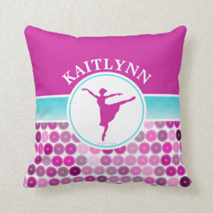 Retro Purple Circles Ballet Dancer by Golly Girls Cushion