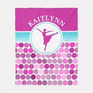 Retro Purple Circles Ballet Dancer by Golly Girls Fleece Blanket