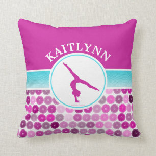 Retro Purple Circles Gymnastics by Golly Girls Cushion
