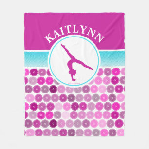Retro Purple Circles Gymnastics by Golly Girls Fleece Blanket