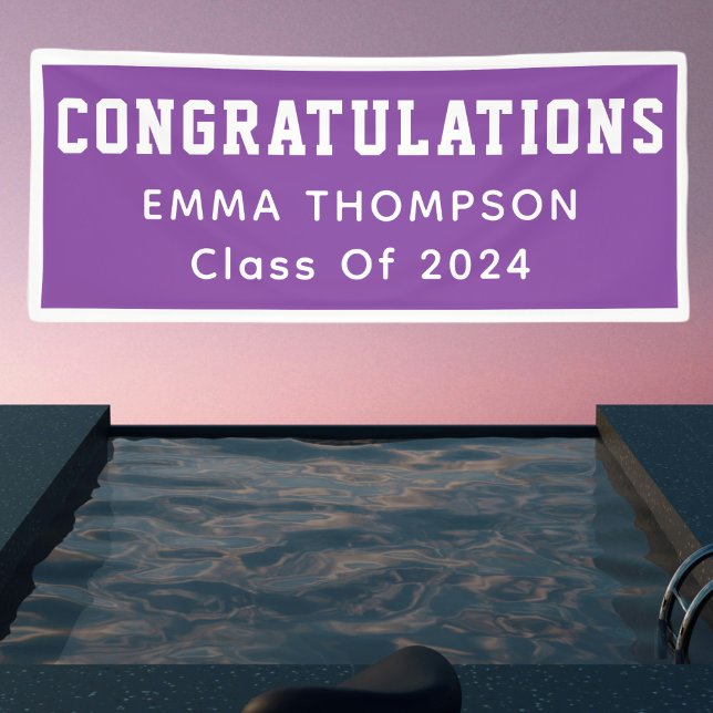 Retro Purple Class Of 2024 Graduation Banner (Creator Uploaded)