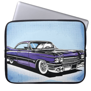 Retro Purple Classic Car Side Pop Art Laptop Sleeve