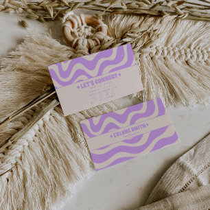 Retro Purple Cream 70s Boho Groovy Funky Trendy Business Card