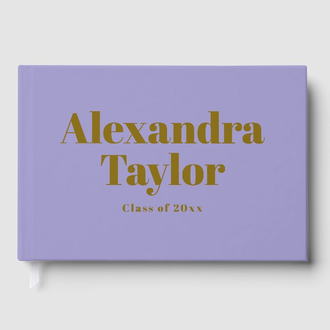 Retro Purple Gold Cute Aesthetic Custom Graduation Guest Book (Front)