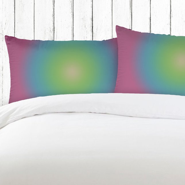 Retro Purple Green Blue Ombre Gradient Aura Pillowcase (Creator Uploaded)