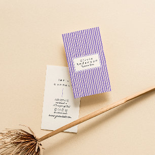 Retro Purple Hand Drawn Stripes Trendy Modern Business Card