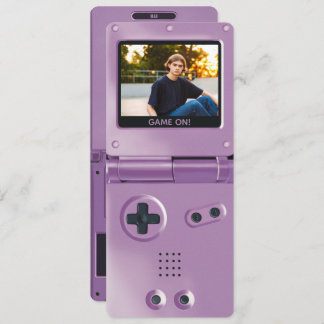 Retro Purple Handheld Gaming II Birthday Invitation