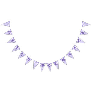 Retro Purple Heart Party Bunting Banner